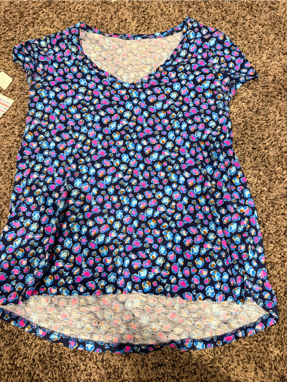 Lilly Pulitzer Navy Multicolor Short Sleeve V-Neck Tee